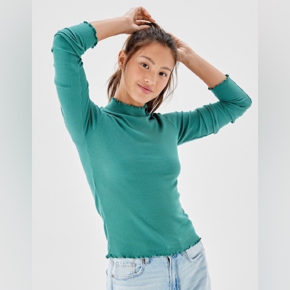 American Eagle Outfitters Tops - American Eagle Outfitters Teal Ribbed Knit Top